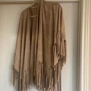 Faux suede fringe wrap